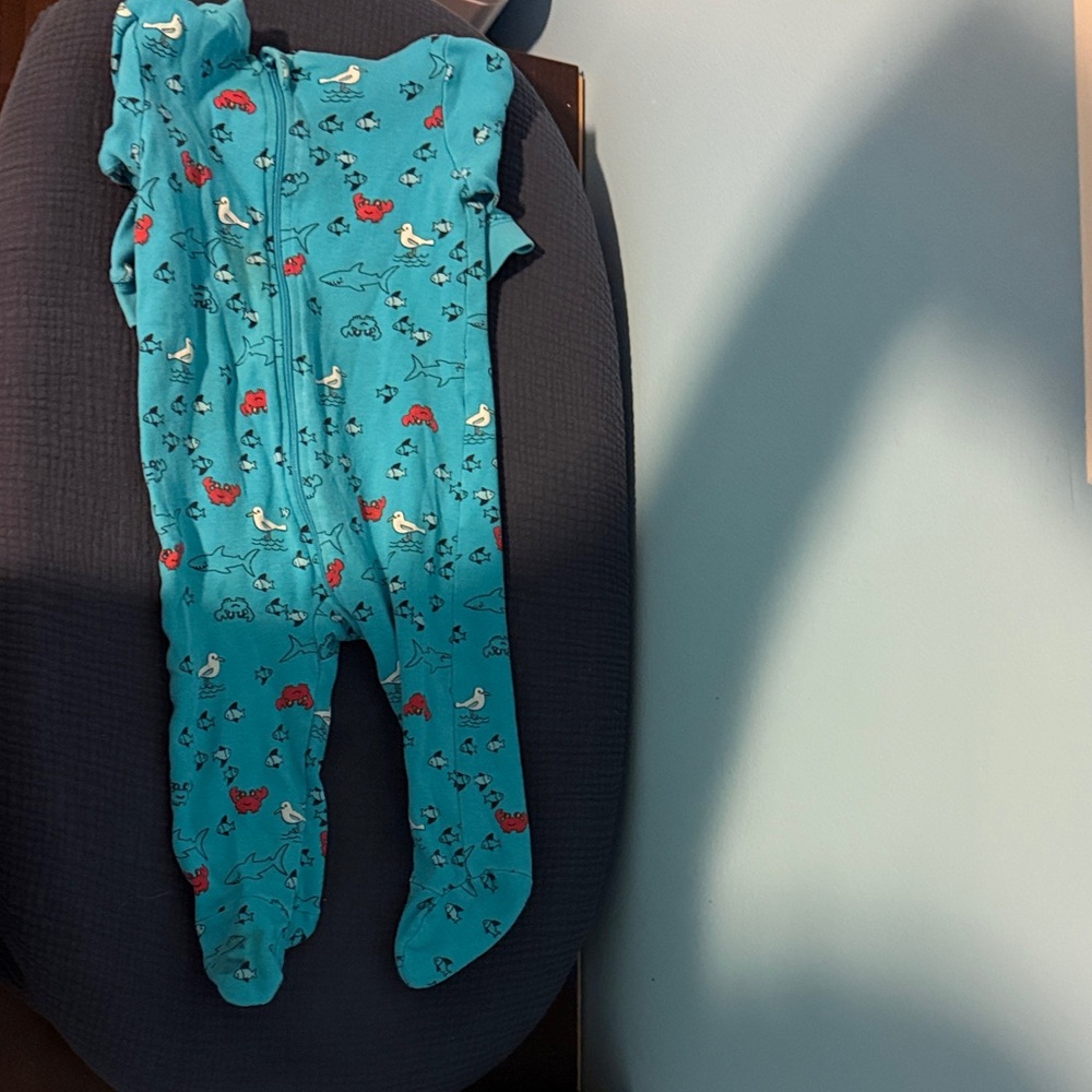 George Teal Footie with Animal Print